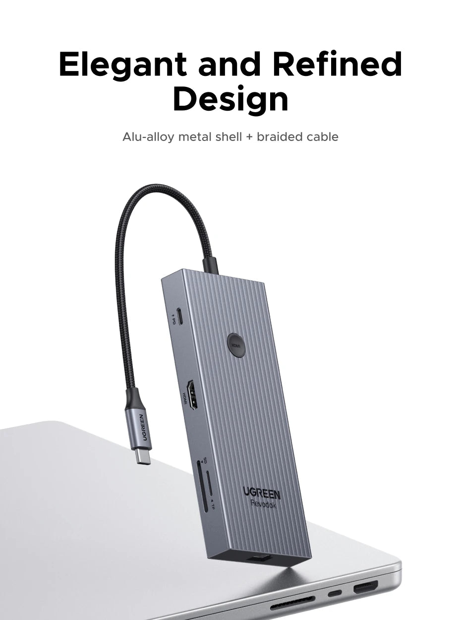 UGREEN 10Gbps USB C HUB 4K60Hz Type-C to HDMI RJ45 PD100W SD&TF USB Adapter for Macbook iPad Samsung Laptop Accessories Docking
