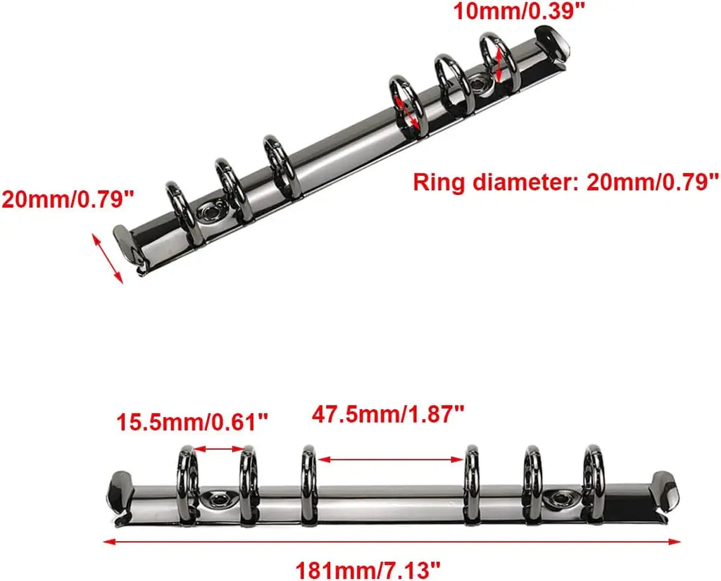 10 Pieces DIY journal notebook mechanical, 6 ring mechanism, A4 B5 A5 A6 A7 binder clip gold silver bronze black