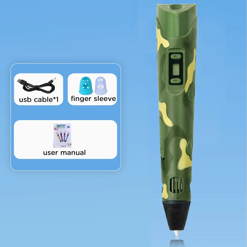 3D Pen With LCD Screen Compatible PLA Filament Toys 3D Drawing Printing Pen for Children DIY Christmas Birthday Gift