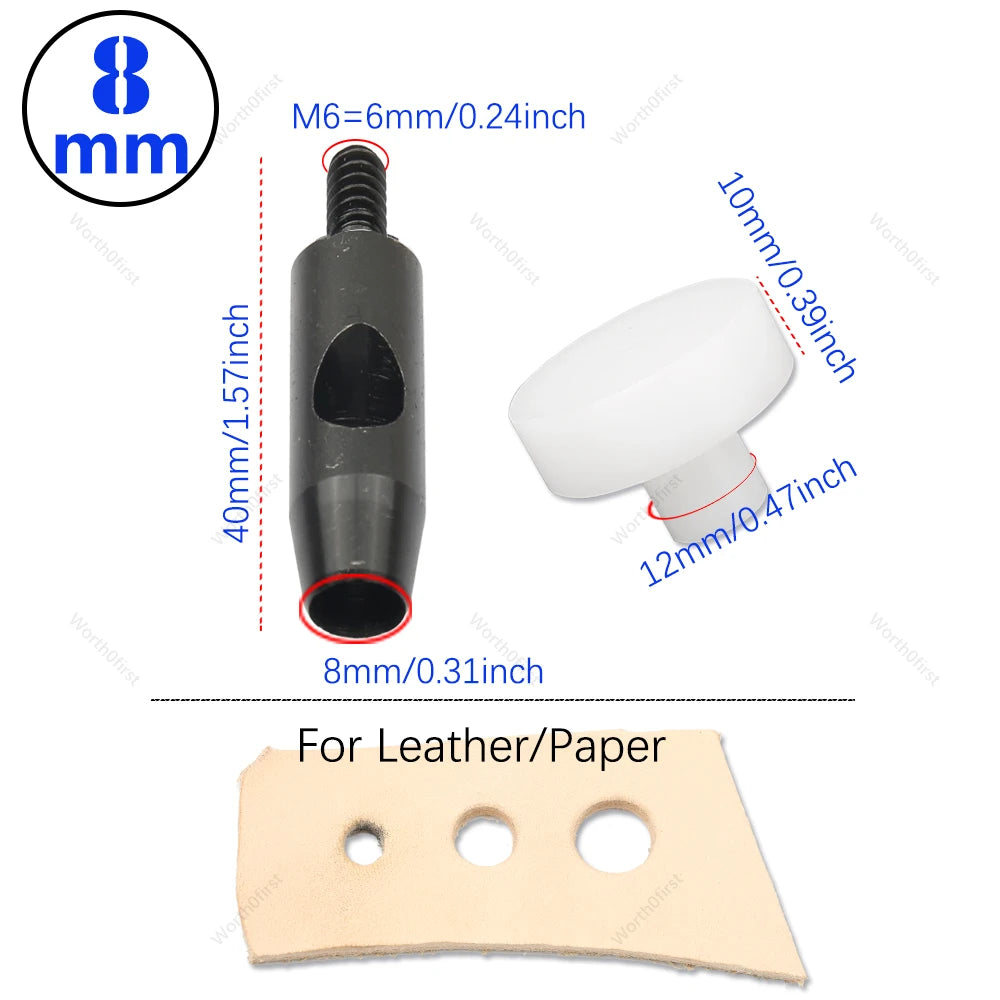 1Pcs M6 Thread Punching Suitable for European Vulcan 3 Round Spacing Cutting Dies LeatherCraft DIY Handmade Stitching Accessory