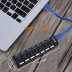 Multi Ports USB HUB 3.0 4/7 Ports Portable Super Speed 5Gbps Multiple USB Port Expander with Switches Power Adapter For PC