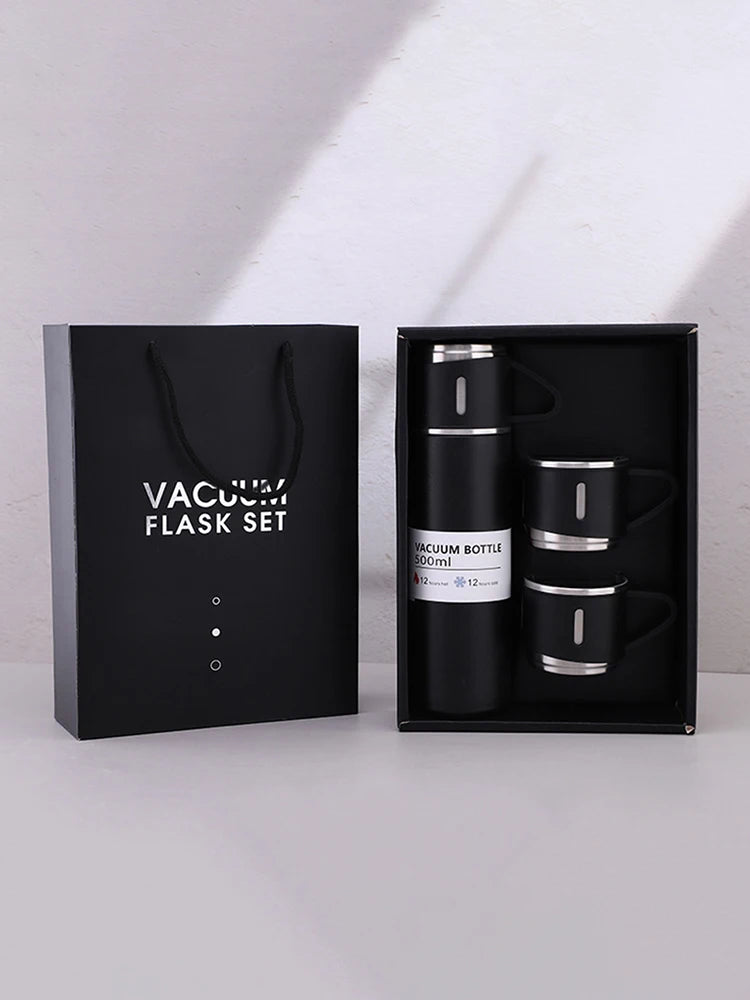 One Cup Three Lid Thermos Cup Set 304 Stainless Steel Handle Lid Gift Cup Men's And Women's Portable Gift Box Set