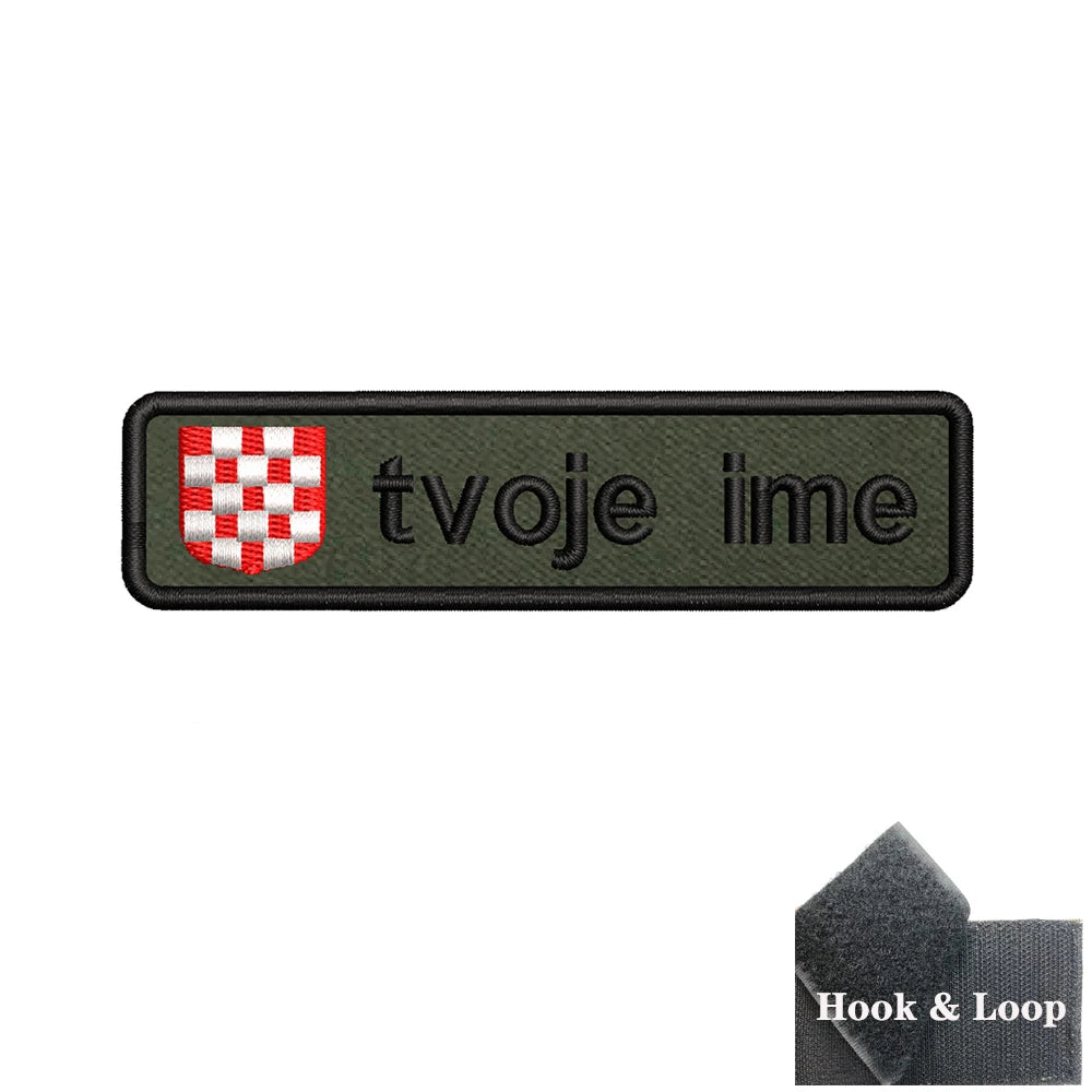 1PC 10cmX2.5cm Custom Name flag Patch Stripes Badge tags Iron On Or Hook Loop Army green Estonia Austria Bulgaria Luxembourg