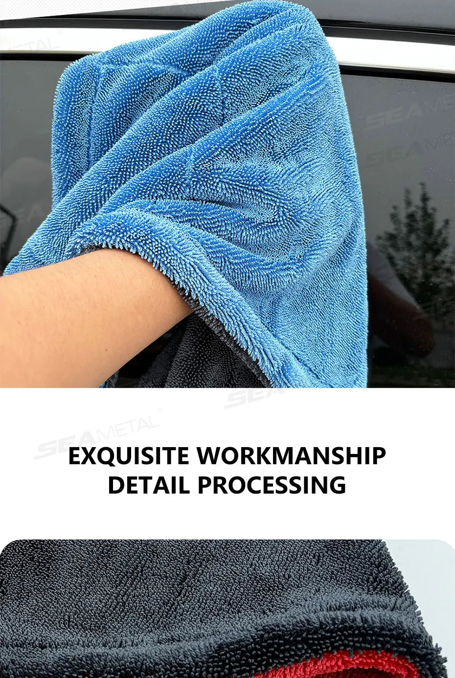 SEAMETAL Heavy-Duty Car Towel 1200GSM Super-Absorption Microfiber Drying Cloth Ultra-Soft Scratch-Free Car Detailing Towel