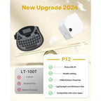 P12 Mini Label Maker Machine with Tape Bluetooth Label Printer Handheld Sticker Multiple Templates Font Inkless Sticker Maker
