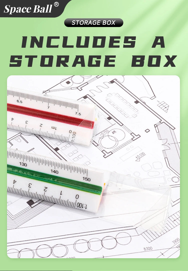 Space Ball Multi-functional Triangular Ruler Student Stationery 12.5/30cm Drafting Tool Scale Ruler Architect Technical Ruler
