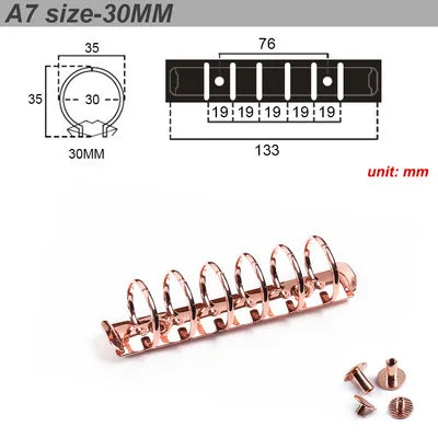 30mm A5A6A7 Notebook 6-Hole Binder Clips Binding Replacement Clip Metal Rings Accessories Loose-leaf Budget Binder Binding Rings