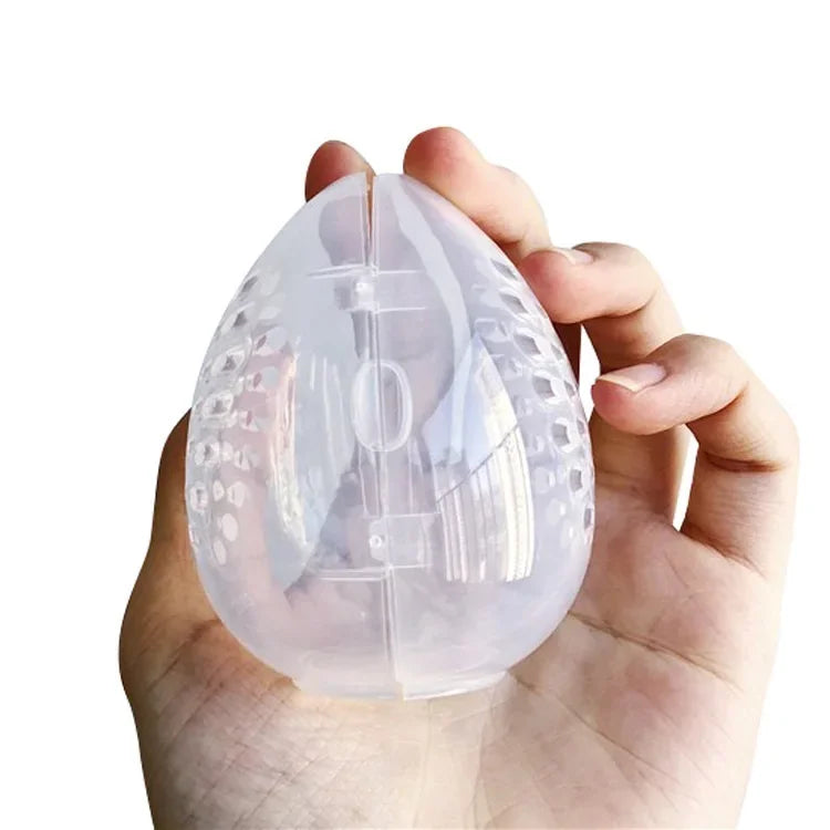 Empty Makeup Sponge Storage Box Plastic Egg Shaped Cosmetic Puff Organizer Rack Portable Makeup Blender Holder Stand Drying Box