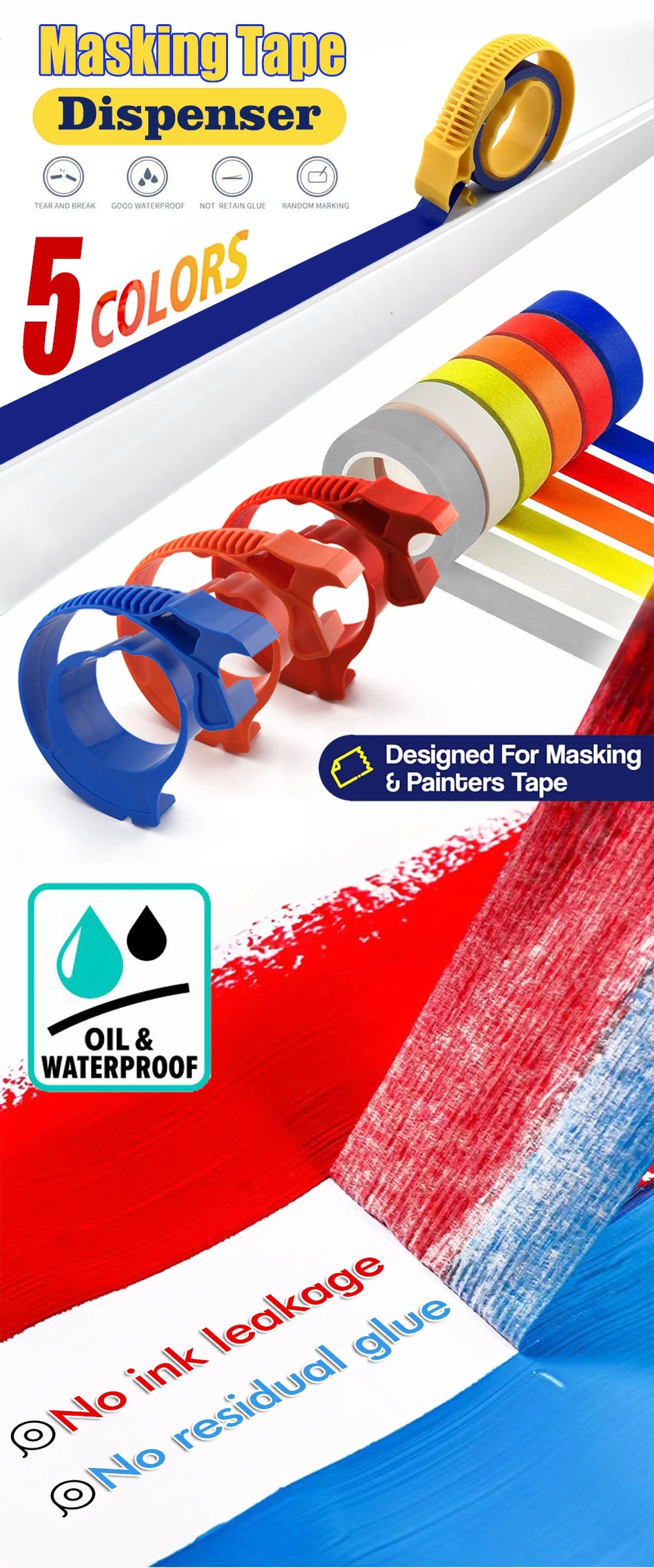 Painter Masking Tape Applicator Dispenser Machine Adhesive Tape with Tape Cutting Tool for Repair and Beautify Crack in Tile