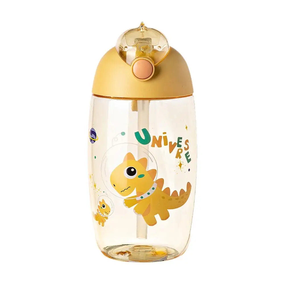 500ml Children's Dinosaur Water Bottle With Silicone Straw Leak Proof Plastic Water Bottle Summer Children's Water Cup