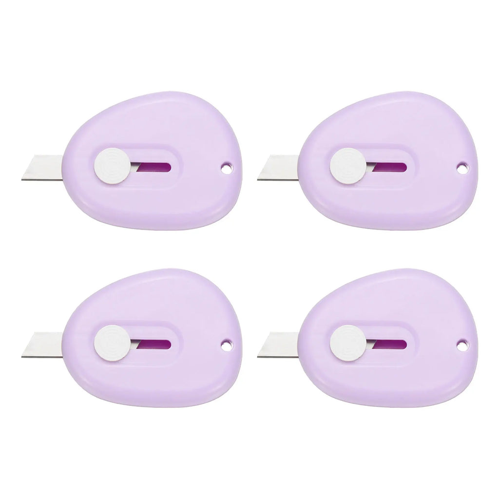 4/8Pcs Mini Box Cutters Retractable Small Utility Knife Portable Cute Letter Envelope Opener with Keychain Hole Office Supplies