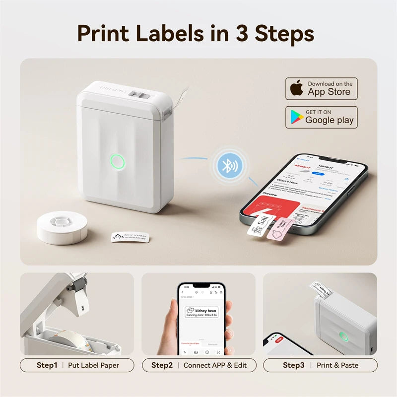 NIIMBOT D110 Upgraded Version Thermal Label Printer Mini Portable Name Tag Label Maker With Tape for Office Home Kitchen School