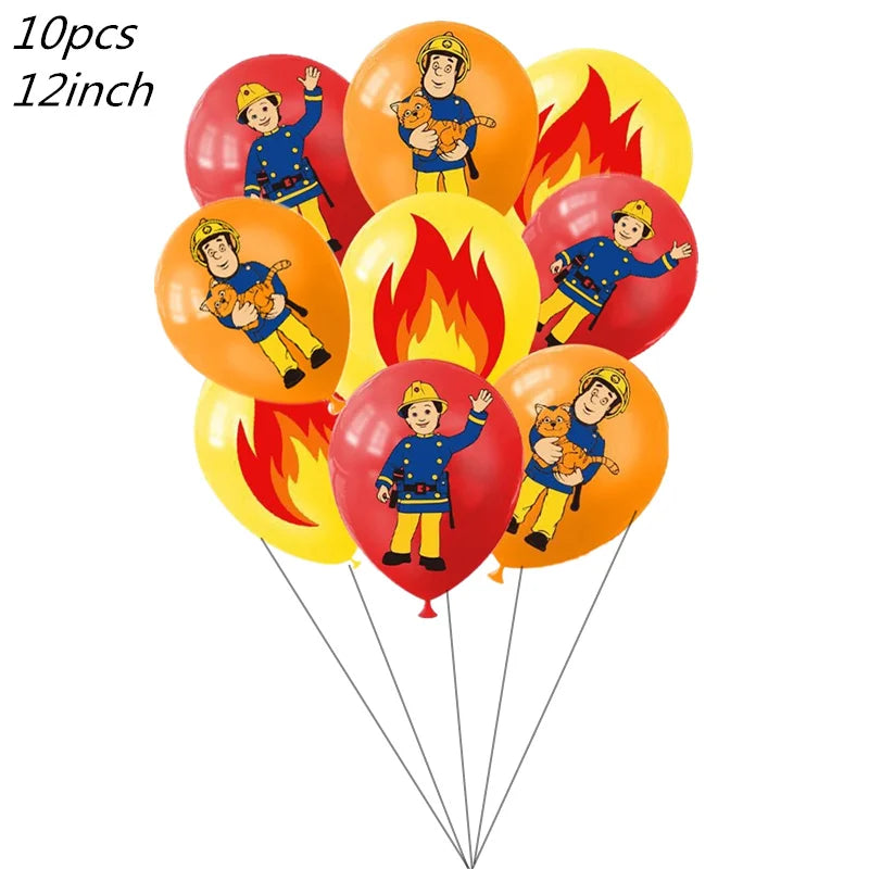108*180cm Fireman Sam Party Supplies Disposable Tablecloth Firefighter Plastic Table Cover Fire Truck Birthday Decoration