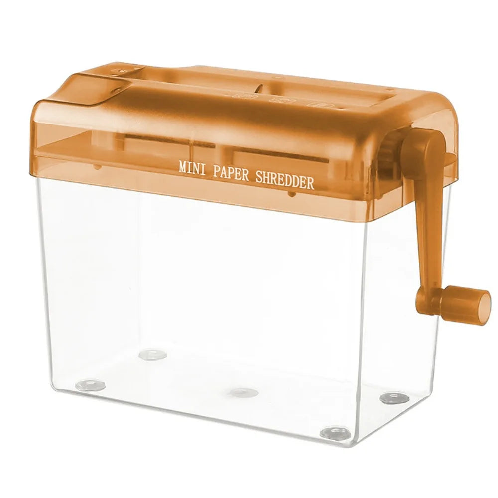 Durable Mini Manual Paper Shredder Transparent Non-slip Base Paper Sharper ABS Hand Crank Document Destroyer Home