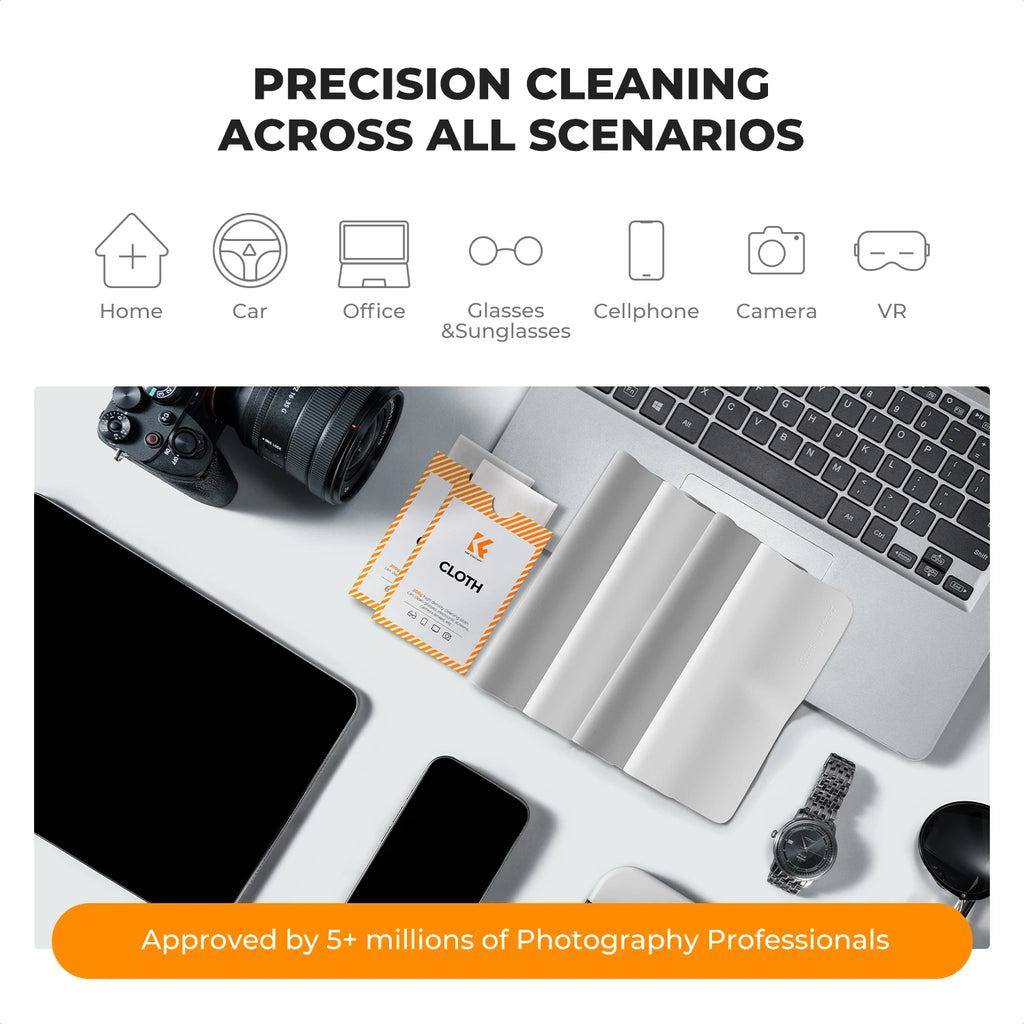 K&F CONCEPT 6*7inch Premium Microfiber Cleaning Cloths Lens Cleaning Cloth for Camera Lenses, Eyeglasses, Phone Screens, Cameras