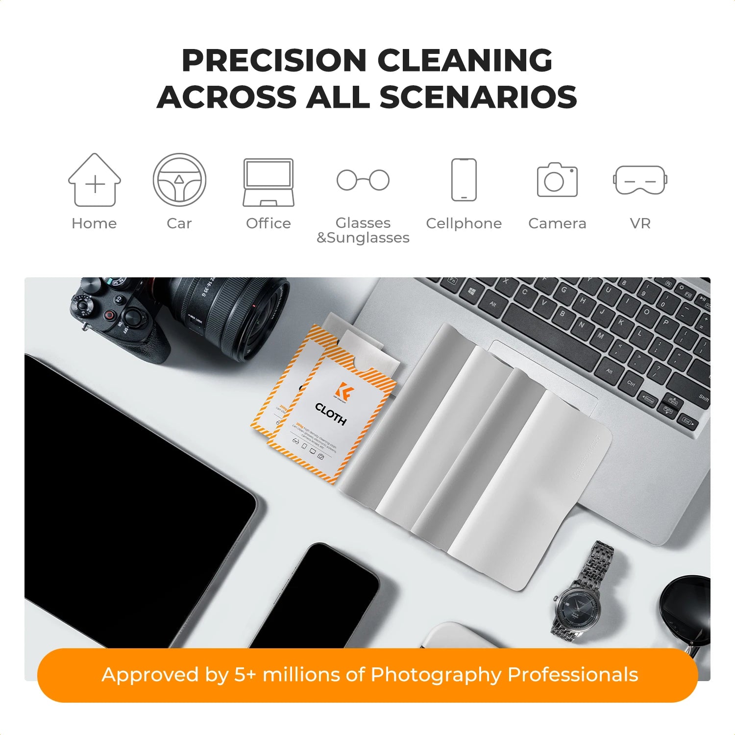 K&F CONCEPT 6*7inch Premium Microfiber Cleaning Cloths Lens Cleaning Cloth for Camera Lenses, Eyeglasses, Phone Screens, Cameras