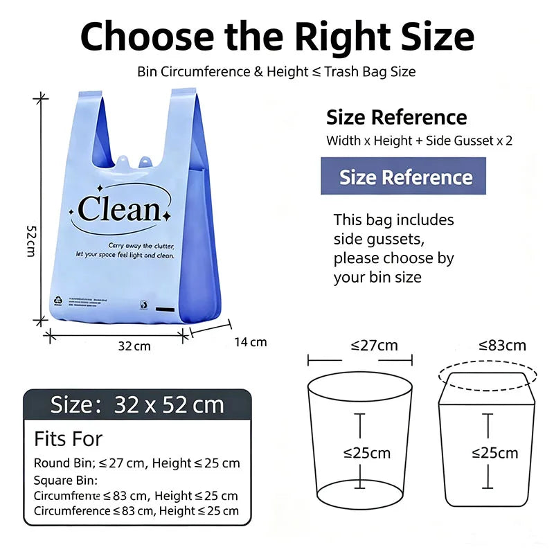 200pcs Heavy Duty Vest Trash Bags with Handles, Thick Disposable Plastic Garbage Bags for Home Bathroom & Kitchen