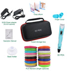 3D Pen 3D Printing Pen DIY Drawing Pen 200M PLA Filament Kids Birthday Kids Christmas Gift with Power Adapter Travel Storage Box