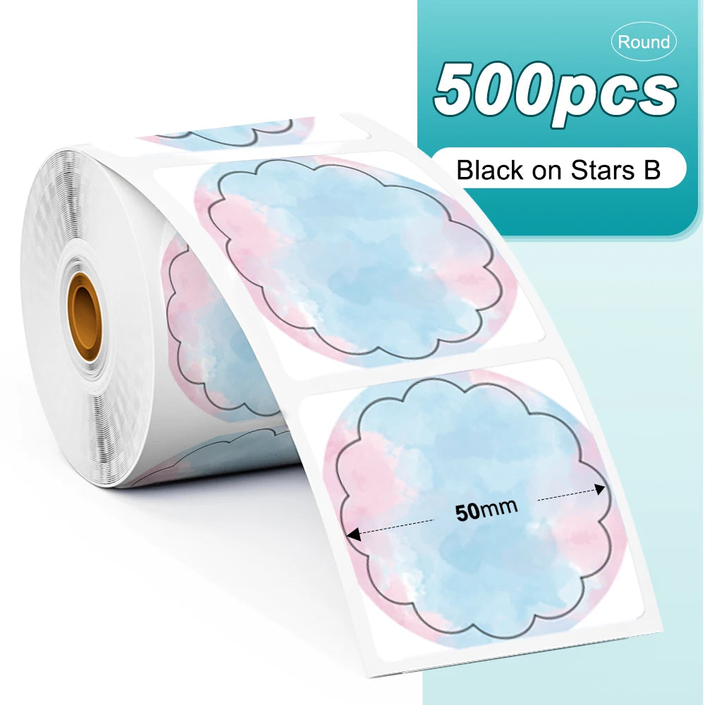 Phomemo PM241 Shipping Printer Label Sticker Round Paper Square Label Rainbow Color for DIY Logo Design Small Business Adress