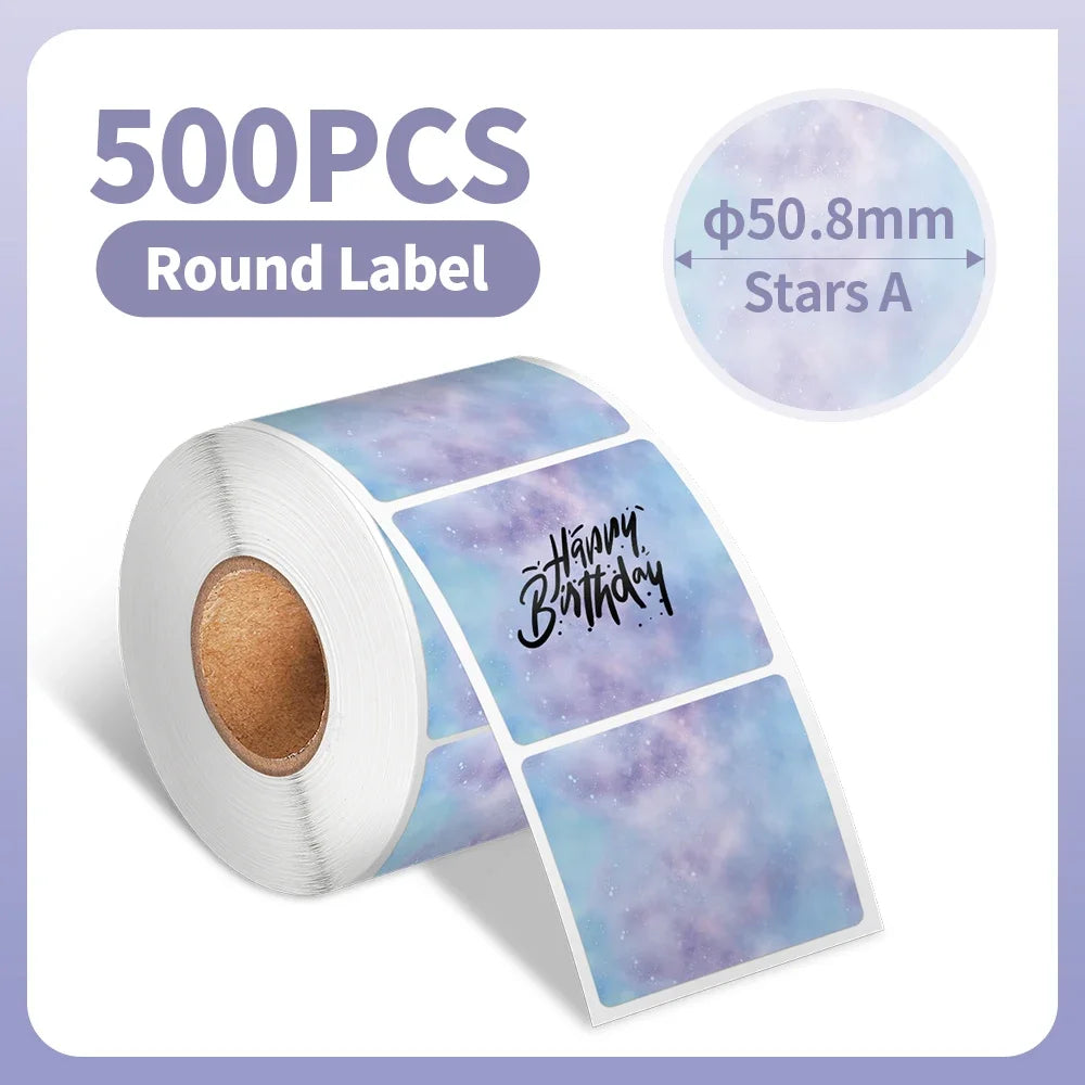500-1000 Pcs Phomemo Thermal Label Paper Round Sticker Waterproof Label for Gift Kids Stickers School Supplies for 241 Printer