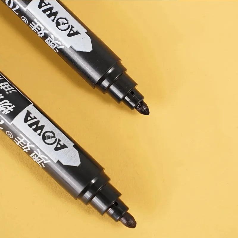 10pcs Black Waterproof Markers, Large Capacity Oil-Based Non-Fading Thick Tip Suitable for Logistics Multi-Purpose Use