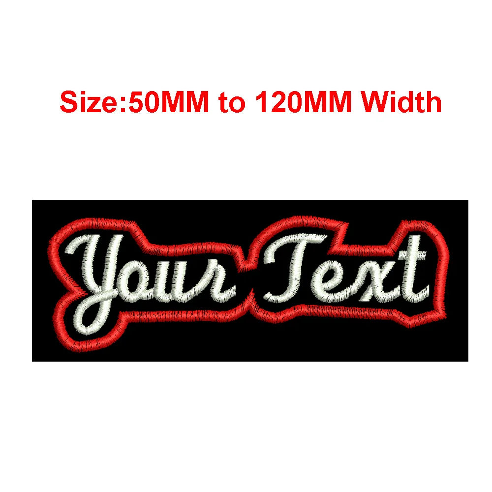 1pc Custom Own Personal Text Tag 50MM To 120MM Wide Iron On Embroidery Label/Brand On Left Chest Symbol/Tell Us Your Text Need