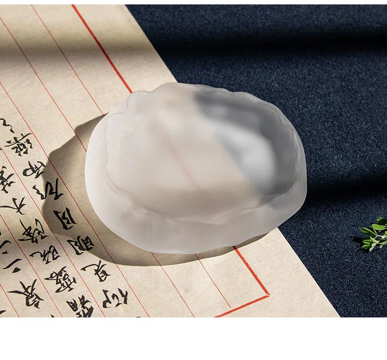 Frosted Glass Ink Dish Ink Stone Brush Rest Multi-purpose Ink Plate for Calligraphy Painting Art Decor Gift