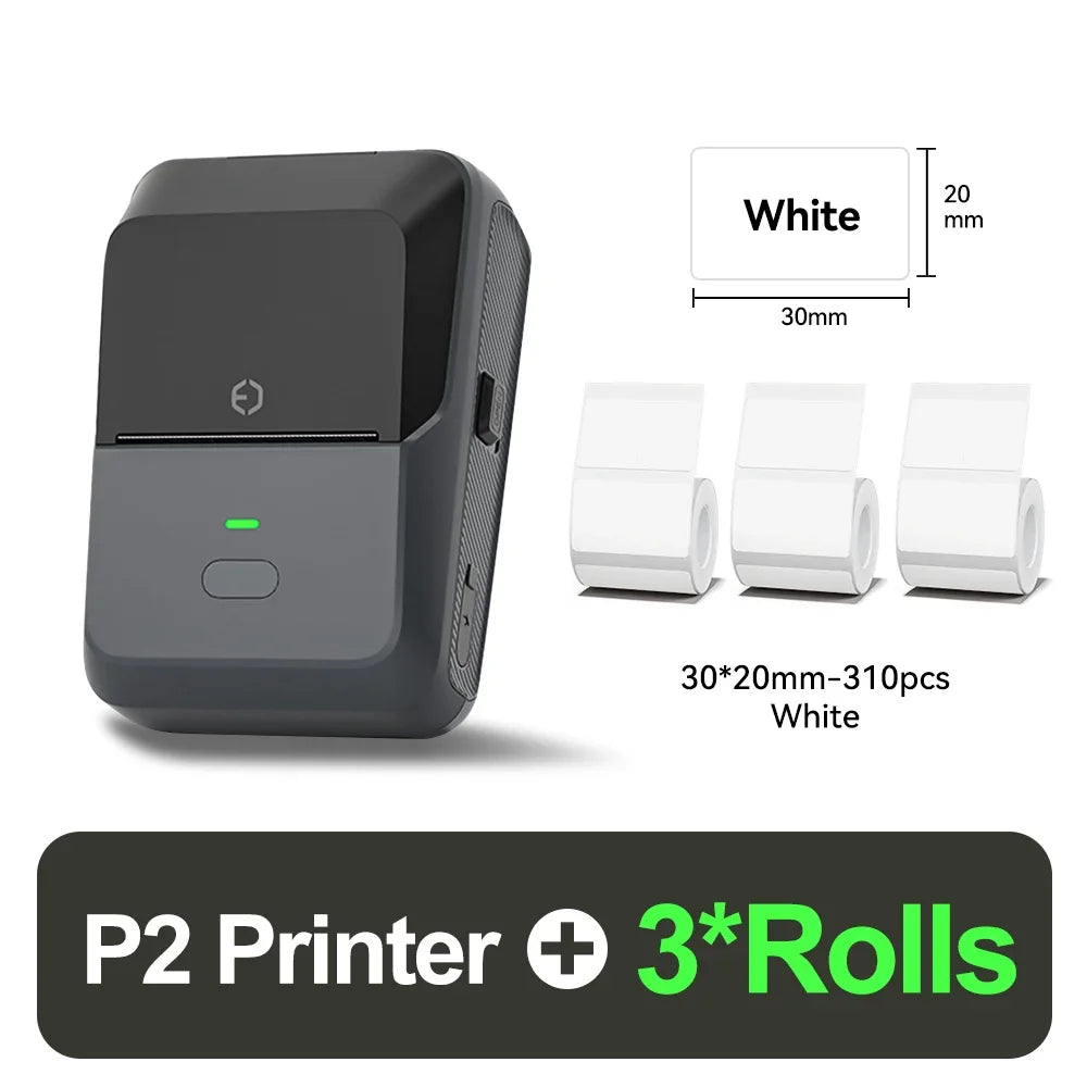P2 Thermal Wireless Label Printer 20-58mm 2 inch Portable Bluetooth Sticker Mini Printer Price Tag Barcode Label Maker DIY