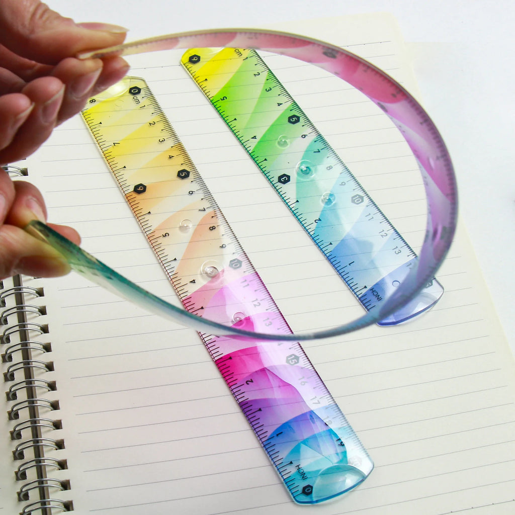 Vibrant Flexible Ruler Set, Straight Ruler, Protractor, 2 Triangles, 20/30cm Straight Ruler, 4 Pcs Soft Ruler Kit