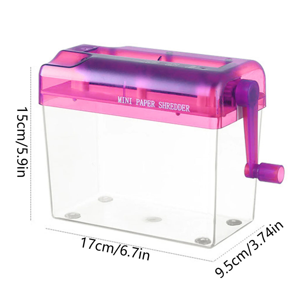 Hand Shredder Hand Crank Portable Mini Paper Cutting Tool Transparent Documents Paper Cutting Tool Birthday Gift Home Office