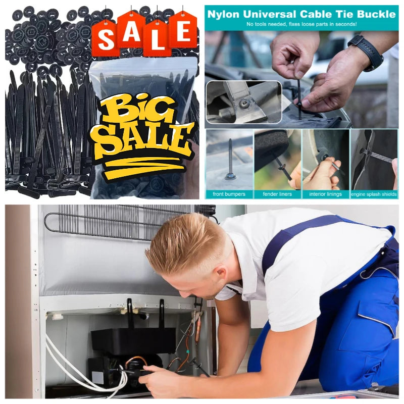 Self-Locking Nylon Universal Cable Tie Buckle Premium Plastic Wire Ties Heavy Duty Cable Fixed Strap for Mudguard Cable Clips