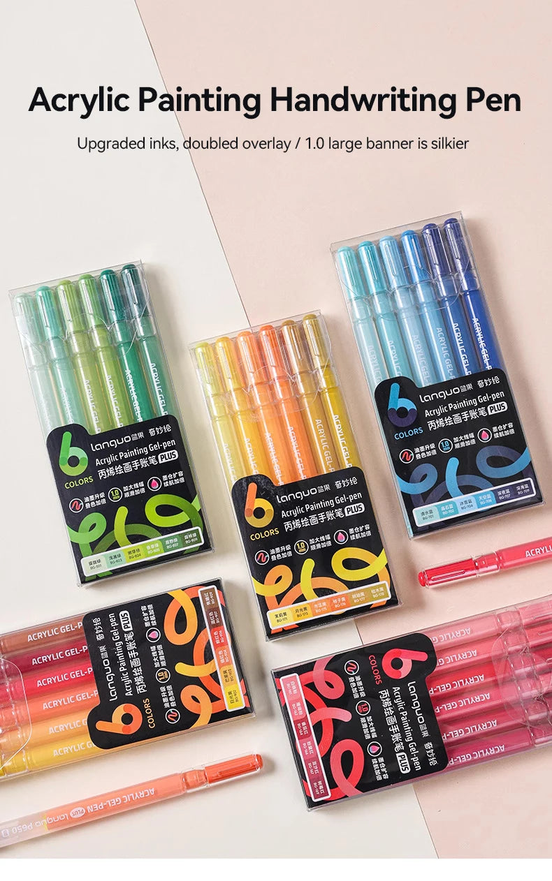 Languo 90 Colors Painting Acrylic Gel Pens Large Capacity Ink Pen for Drawing Diary Diy Coloring Doodling Painting Art Supplies