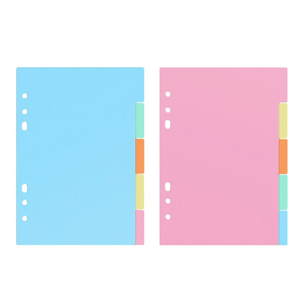 10Pcs Smooth Thick PP Plastic Dividers with Label Tabs for A5 6-Ring Binder Translucent Design Indexing Subject Separation