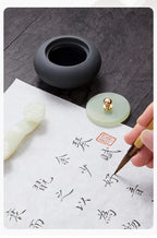 Small Natural Stone Inkstone Jade Mini Ink Stone Chinese Style Calligraphy Practice Inkstone Vintage Practical Ink Cartridge