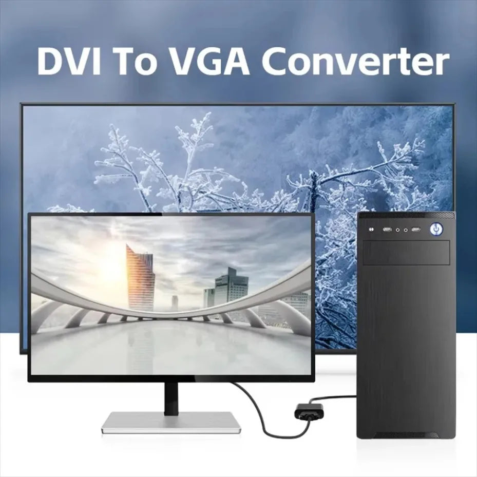 Full HD 1080P DVI to VGA Adapter DVI-D Male to VGA Female Adapter 24+1 25Pin to 15Pin Cable Converter for TV PC Computer Monitor