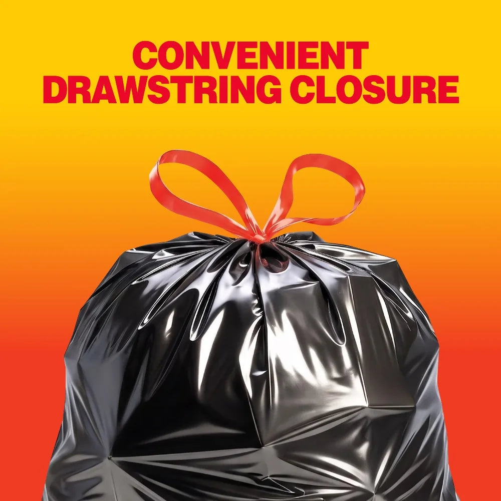 30 Gallon Large Drawstring Trash Bags, 80 Bags Heavy Duty Strong Garbage Bags for Kitchen Home Office, Thick Plastic Cleanup Bags, Easy Tie and Lift