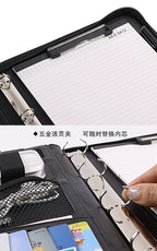 A4 Portable File Folder with Calculator Binder Organizer Manager Office Document Pad Briefcase PU Leather Padfolio Bag Customize