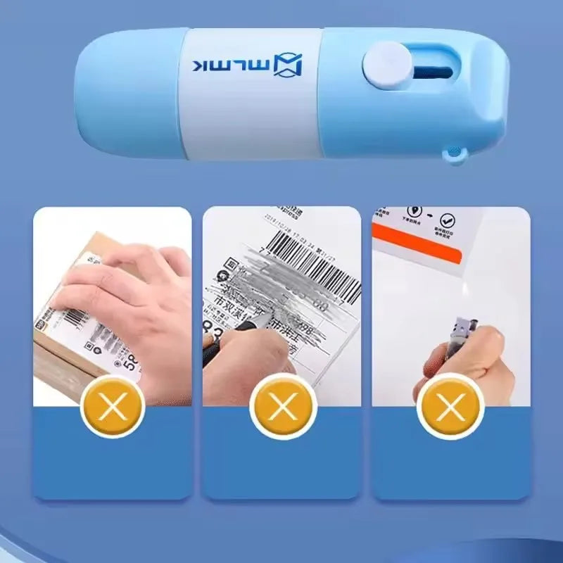 Thermal Paper Correction Fluid Address Blocker Eraser with Retractable Knife Parcel Box Opener Anti Peep Identity Information