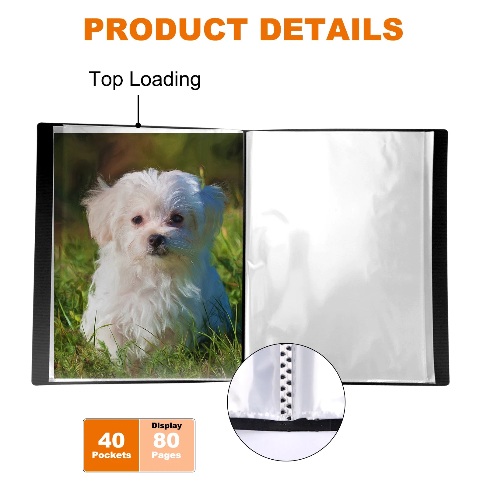 A4 Display Book 40-Pocket Art Portfolio Folder Displays 80-Page Artwork Photo Document Certificates