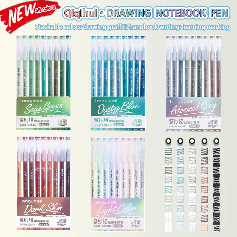 Languo 27-207 Colors Of One Set Drawing Handbook Pens Student DIY Graffiti Multi-Color Gel Pen Writing Marker Stationery