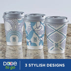 12 Oz Insulated Disposable Paper To‑Go Cups 14 Pack with Lids, Non‑Slip Leak‑Resistant Plant‑Based Travel Cups for Hot Cold Drinks