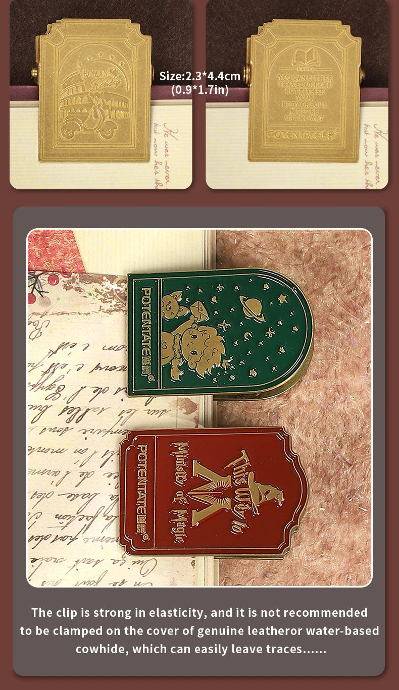 Retro Travel Book Clip Memory Glow Filme Metal Letter Clip Ticket Folder Watercolor Handbook Fixator Portable Art Stationery