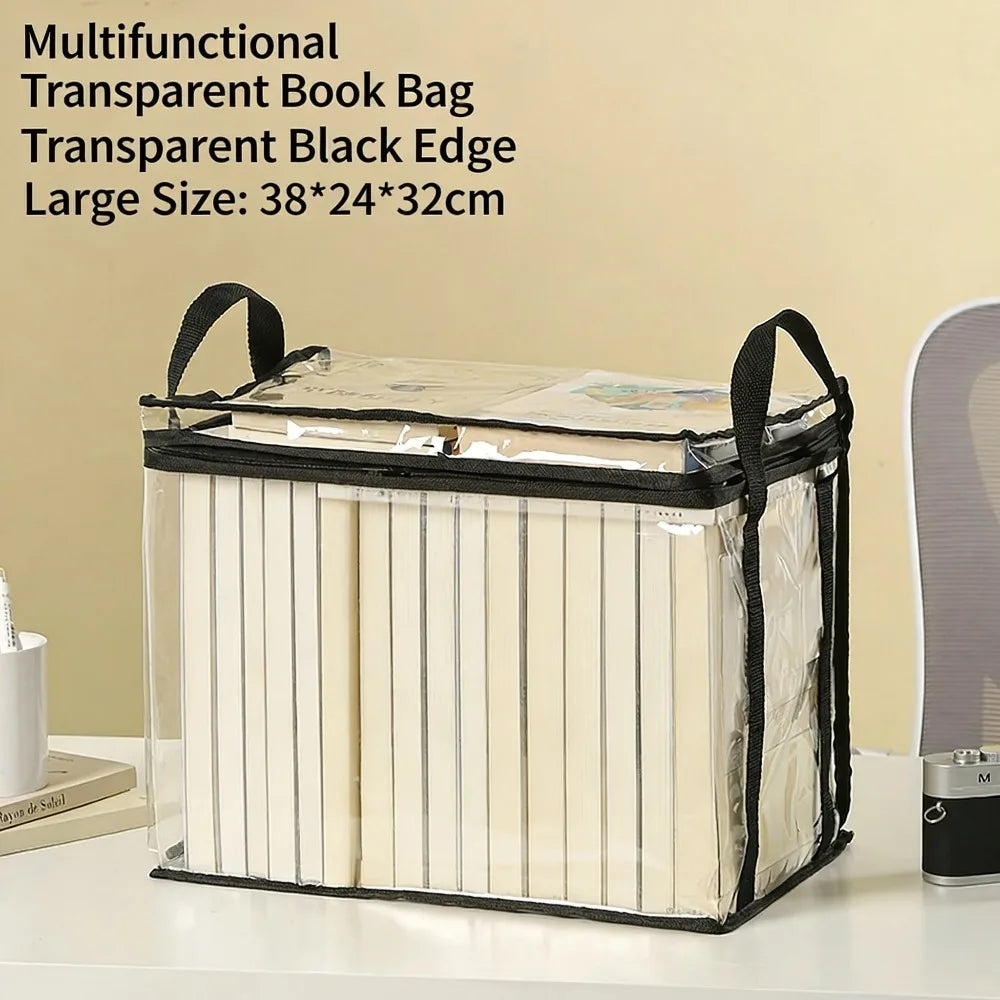 Large capacity foldable storage box student dormitory classroom book storage box transparent waterproof home book box.