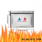 Fireproof Waterproof Document Bag with Zipper Closure for Certificates Money Cards Storage Home Office Travel Portable Organizer
