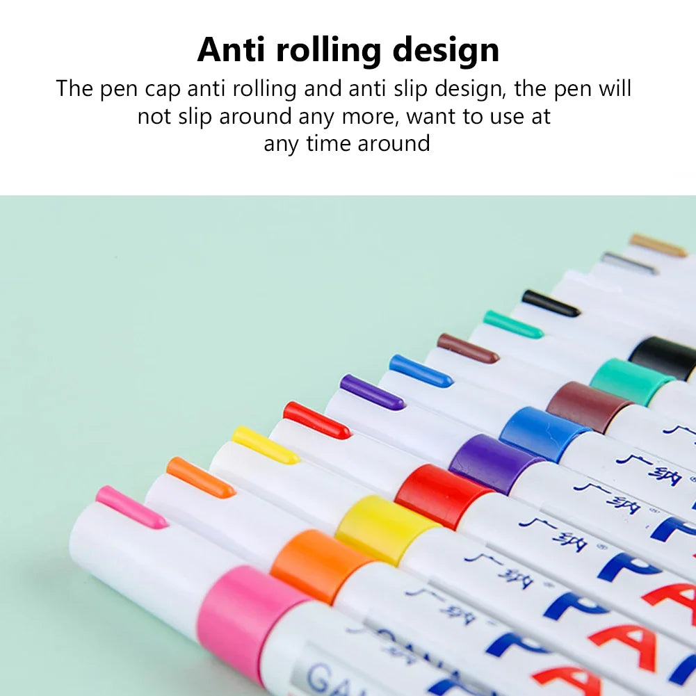 1/3/6/12Pcs Colorful Permanent Paint Marker Waterproof White Markers Tire Tread Rubber Fabric Paint Metal Paint Marker Pens