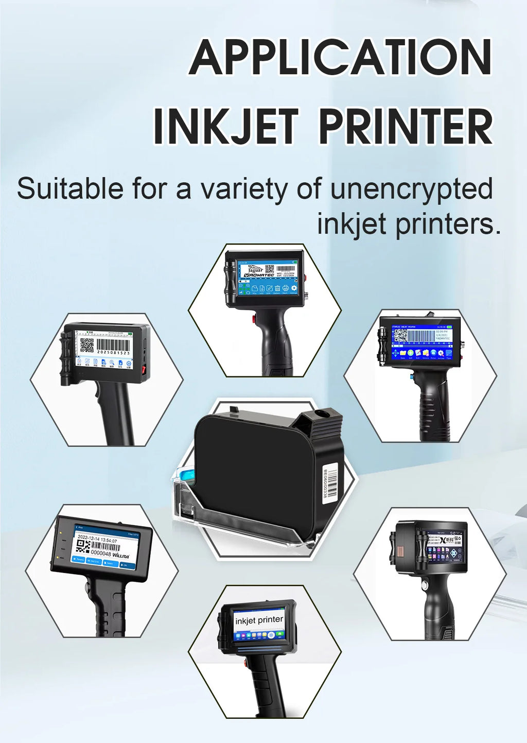 Yhan 2588 compatible quick-dry ink cartridge 12.7mm print height universal for unencrypted handheld printer