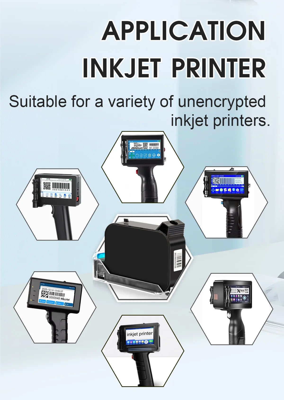 Yhan 2588 compatible quick-dry ink cartridge 12.7mm print height universal for unencrypted handheld printer