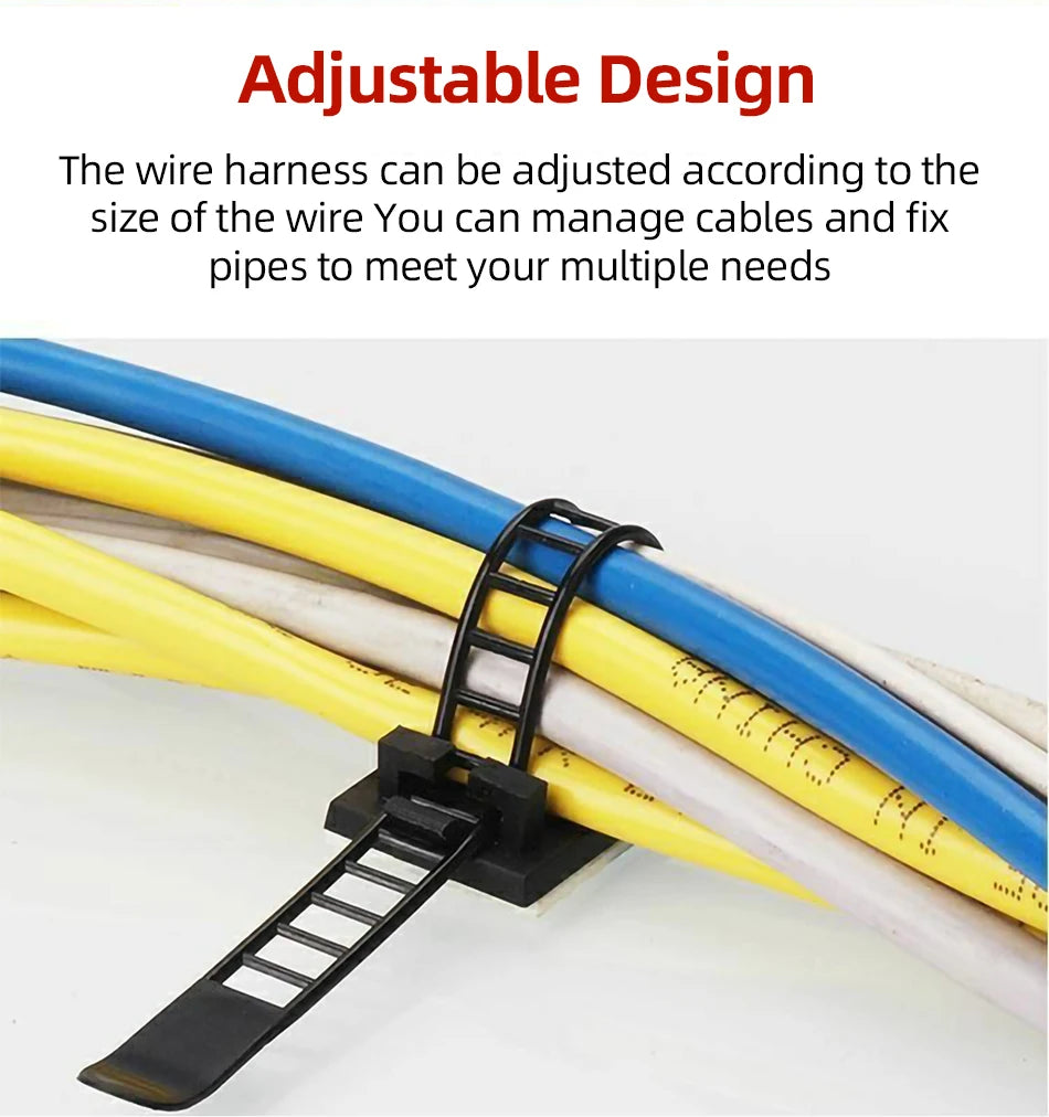 10/20/30PCS Cable Tie Wire Management Clips Cable Organizer for Desk Wall Adjustable Cable Holder Power Cord Car Organizer Clamp