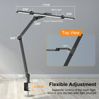 28.2" Large Transformable LED Desk Lamp with Clamp, Architect Ultra Bright 24W Light, Auto Dimming and Sensor Design for Office