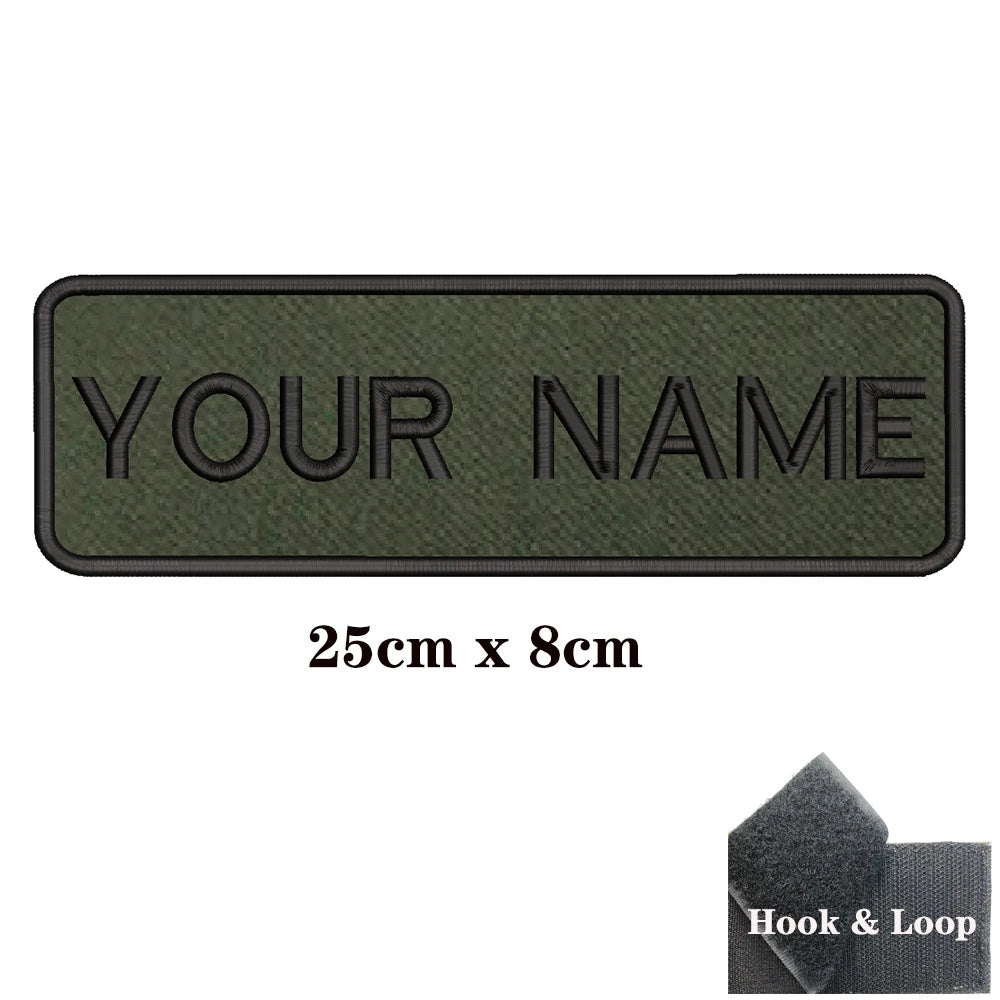 1PC Custom Personalized Name number Patch Stripes Badge tags chevrons Armband Iron On Or Hook Loop embroidered Military green